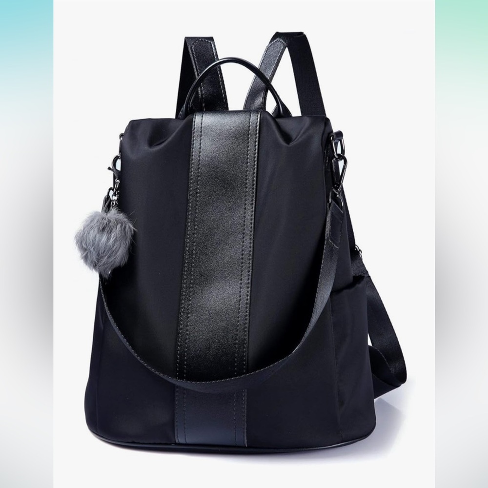 💜4/$40 Stylish Waterproof Anti-Theft Black Backpack